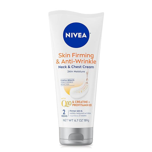 NIVEA Skin Firming & Anti Wrinkle Neck & Chest Cream with Coenzyme Q10, Creatine and Provitamin B5, Skin Firming Cream Reduces the Look of Fine Lines and Wrinkles, 6.7 Oz Tube-Velvo Beauty