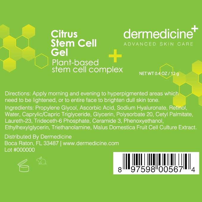 Citrus Stem Cell Gel for Face in Easy to Use targeted Syringe applicator | with Vitamin C, Retinol, Ceramides, Fruit Stem Cell Extract | May Help Hydrate, Firm and Brighten Skin | 0.4 oz / 12 g-Velvo Beauty