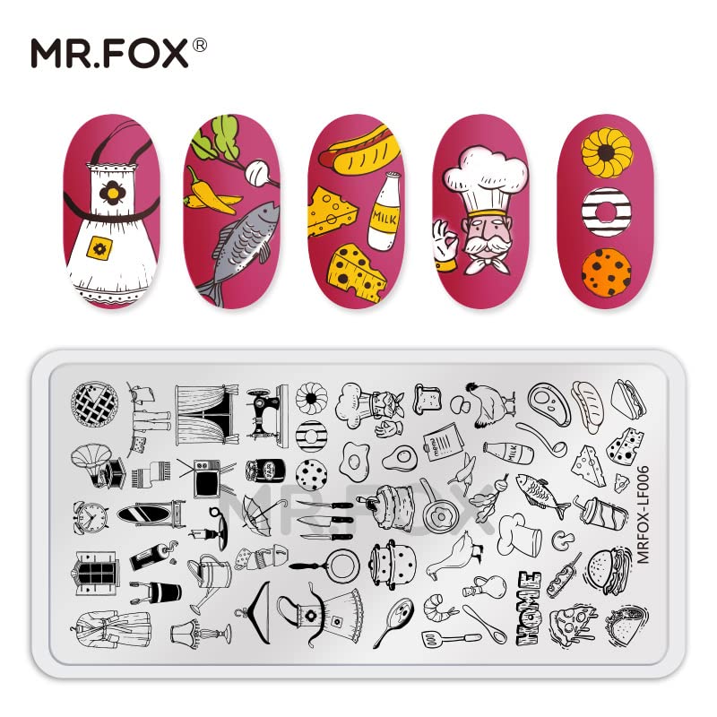 5PCS Nail Stamping Plates, Panda Teddy Bear Butterfly Coffee Pattern Stainless Steel Stencil, DIY Nail Art Template Tools-Velvo Beauty