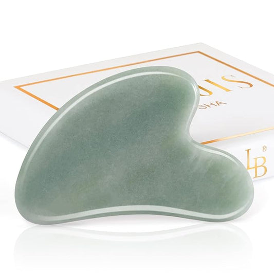 Gua Sha Guasha Facial Tools - Guasha Tool for Face Gua Sha Jade Stone Larbois Gua Sha Scraping Massage Tool for Face and Body SPA Acupuncture Therapy Relieve Muscle Tension Reduce Puffiness (Green)-Velvo Beauty