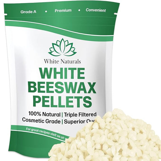 White Beeswax Pellets 8 oz, Pure, Natural, Cosmetic Grade, Bees Wax Pastilles, Triple Filtered, Great For DIY Lip Balms, Lotions, Candles By White Naturals-Velvo Beauty