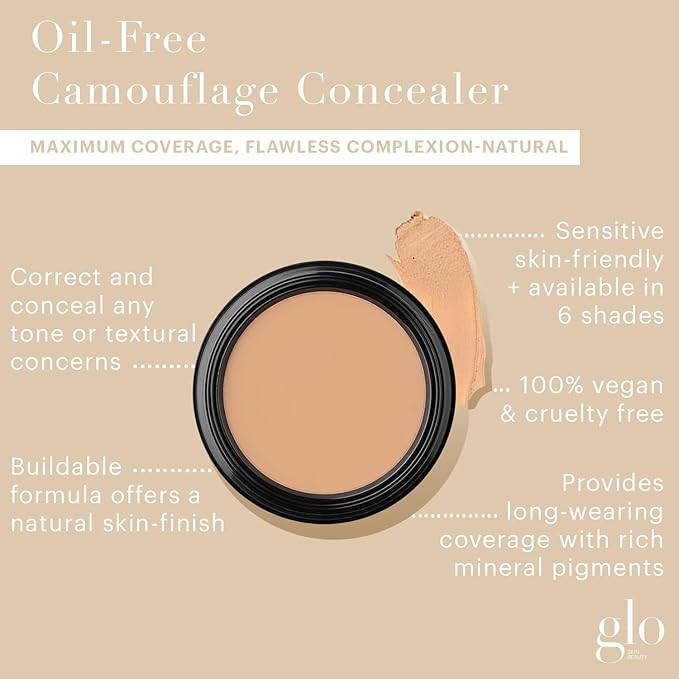 Glo Skin Beauty Oil-Free Camouflage Concealer - Correct and Conceal Imperfections, Blemishes & Dark Spots, Nourishing Makeup for a More Even Complexion (Natural)-Velvo Beauty