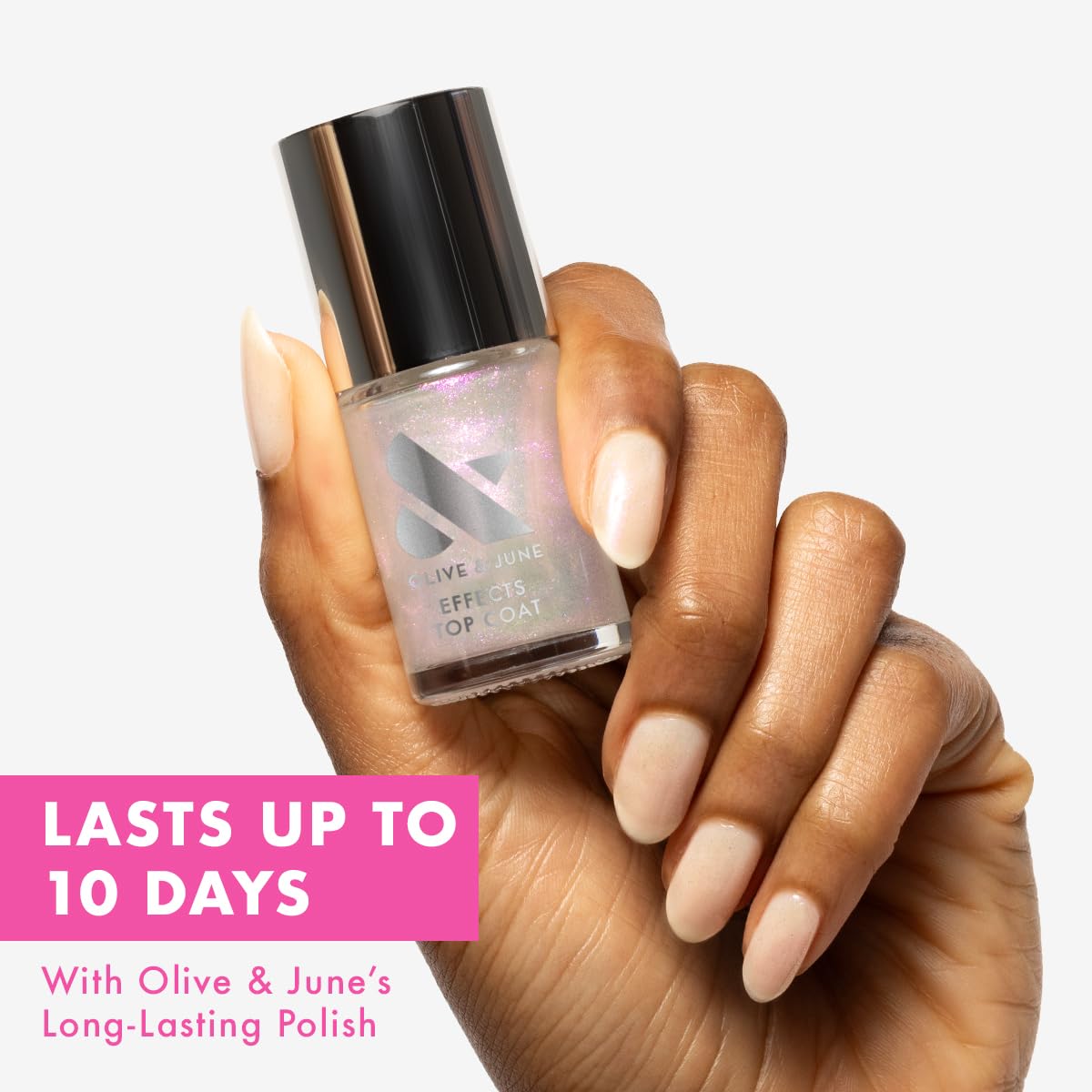 Olive & June Long Lasting Nail Polish Top Coat - Sparkle Fairy | Gel-Like Finish | No Lamp Needed, Lasts up to 10 days | Salon-Quality at Home | Vegan & Cruelty-Free, Chip-Resistant | Iridescent Flake-Velvo Beauty