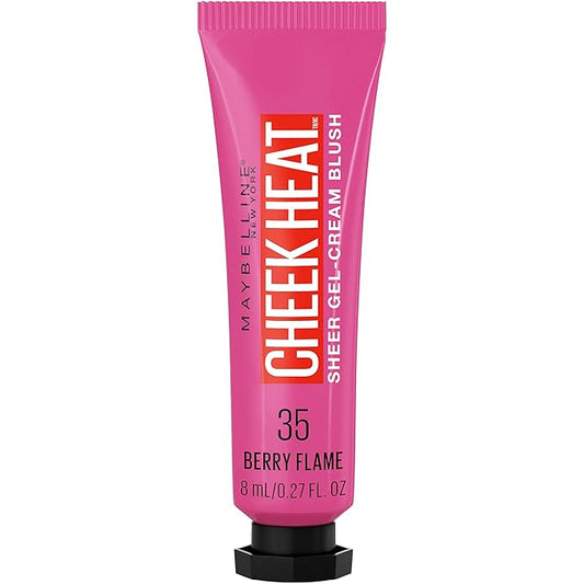Maybelline Cheek Heat Gel-Cream Blush Makeup, Lightweight, Breathable Feel, Sheer Flush Of Color, Natural-Looking, Dewy Finish, Oil-Free, Berry Flame, 1 Count-Velvo Beauty