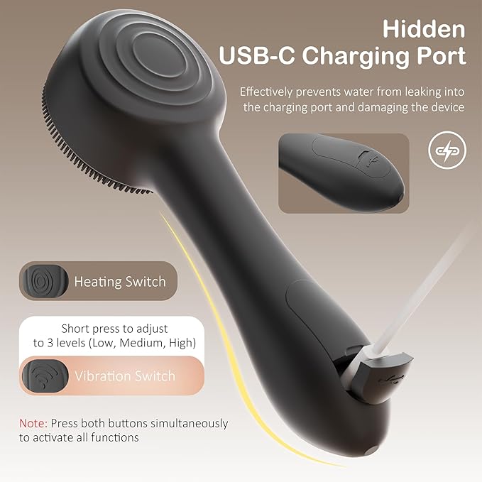 Facial Cleansing Brush Silicone Face Scrubber Waterproof Rechargeable Exfoliator Massage Device for Men & Women, Deep Pore Cleansing, Exfoliating, Removing Blackhead Electric Face Scrub Brush (Black)-Velvo Beauty