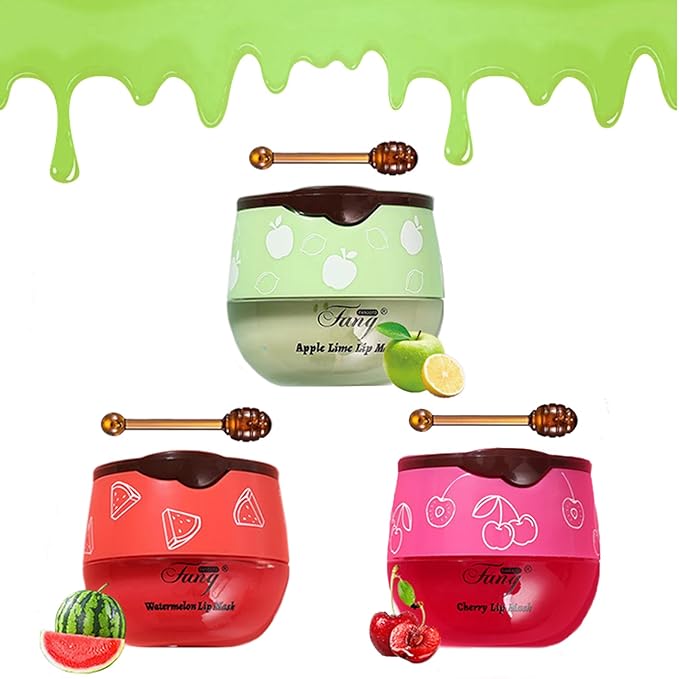 3PCS Bee Lip Balm Honey Pot, Moisturizing Propolis Lip Mask,Hydrating Prevention Dry and Cracked Lip Scrubs Exfoliator,Lip Sleep Mask Reduces Lip Lines Lip Skin Care Products-Velvo Beauty
