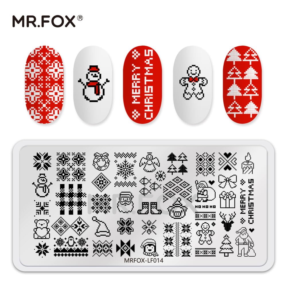 Christmas Nail Stamping Plate Set Winter Snowflake Xmas Snowman Christmas Tree Santa Claus, 5Pcs Nail Art Stamp Kit Templates-Velvo Beauty