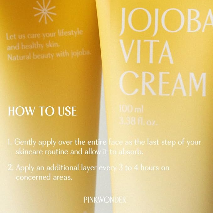 PINKWONDER Jojoba Vita Cream 3.38oz (100ml), Jojoba Oil and vitamin B12 Face Cream, Soothing for Sensitive Skin, Hypoallergenic, Korean Skincare-Velvo Beauty