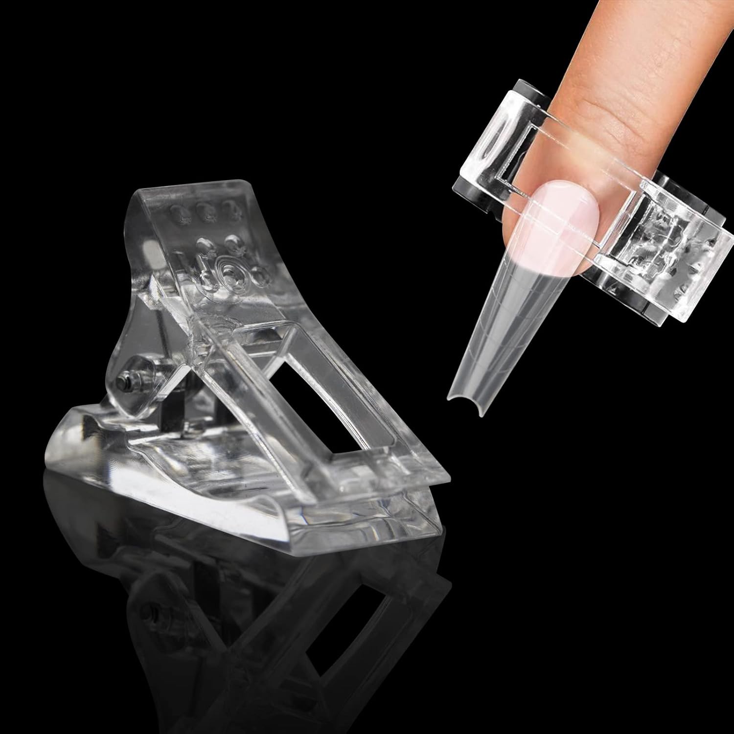 10 Pcs Nail Tips Clip for Quick Building Extension Nail Mold & Nail Tips,Plastic Transparent Dual Nail Form Extension Clip Builder DIY Manicure Nail Art Tool(Nail Clip)-Velvo Beauty