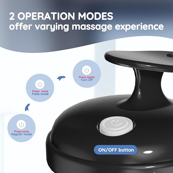 Electric Handheld Hair Massager, Cordless Hair Scalp Massager Portable Head Scratching Massager with 2 Modes Vibration Comb for Hair Growth, Deep Cleansing and Stress Relaxation-Velvo Beauty