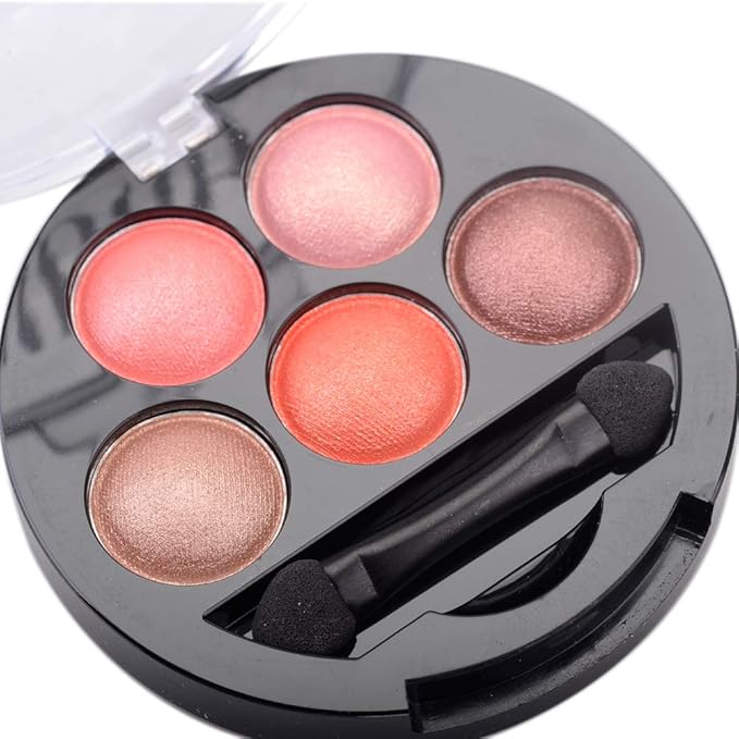 Mallofusa 5 Colors Eye Shadow Palette Powder Metallic Shimmer Eyeshadow Palette (Romantic Pink) 4.7oz-Velvo Beauty