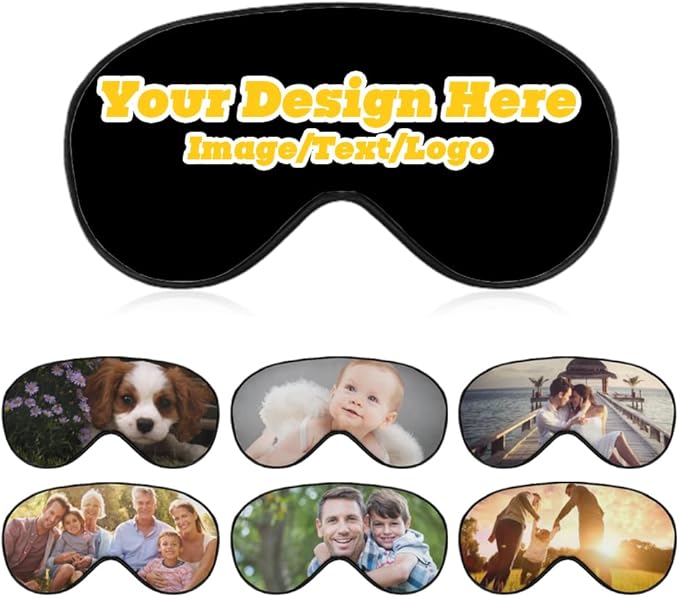 Customize Eye Mask Personalized Sleep Mask Upload Your Image Text Logo Custom Eye Cover with Adjustable Strap for Men Women Friends Brothers and Sisters, Black, 8.1"x4.1"-Velvo Beauty