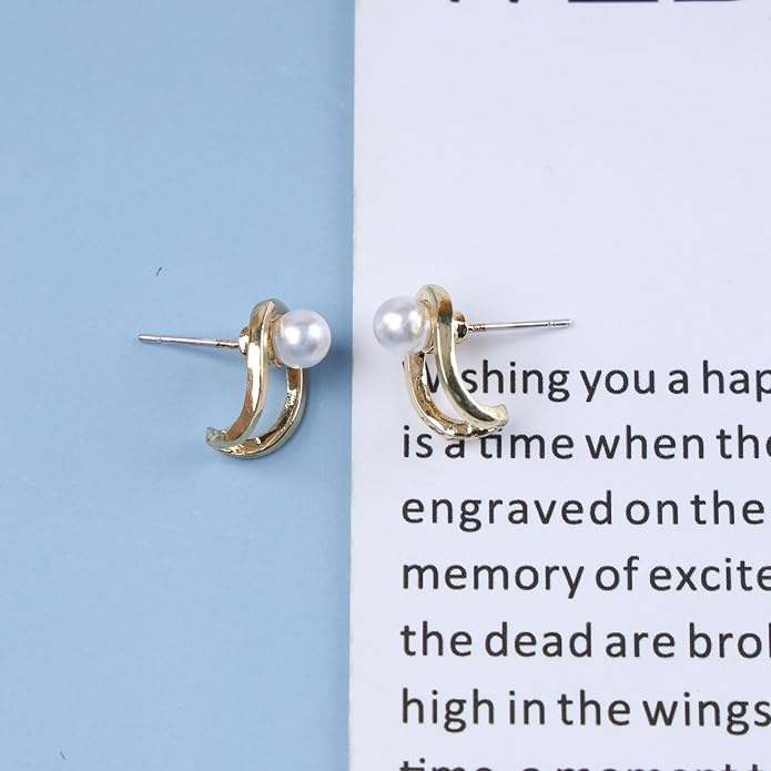 Vintage Pearl Claw Earrings Pearl Claw Stud Earrings Gold Circle Earrings Minimal Pearl Earrings Jewelry for Women-Velvo Beauty