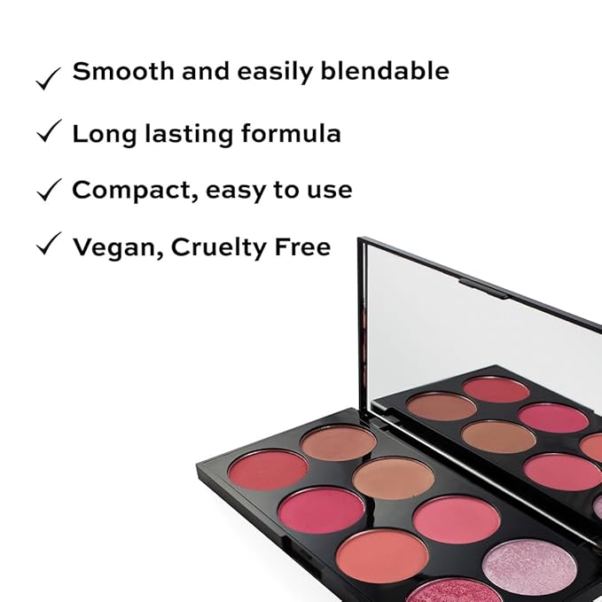 Makeup Revolution Ultra Blush Makeup Palette, Bronzer & Highlighter, Includes 8 Shades, Gluten free, Vegan & Cruelty Free, Sugar & Spice, 13g-Velvo Beauty