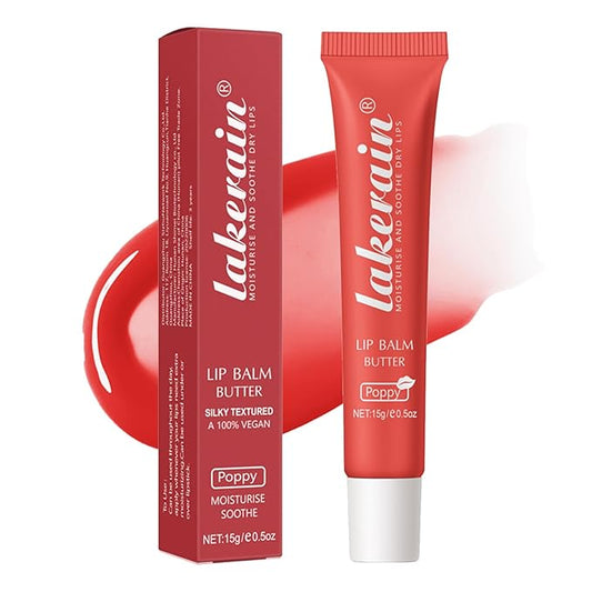 Lip Balm Plumps Hydrating Moisturizing Lip Mask Butter Repair Treatment, #4 Poppy, Glossy Finish, Vegan, Natural Ingredients, 0.5 Fl Oz-Velvo Beauty