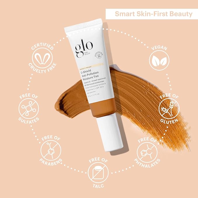 Glo Skin Beauty C-Shield Anti-Pollution Moisture Tint - Tinted Moisturizer With SPF 30 for Face, Broad Spectrum Protection & Vitamin C, 1.7 Oz (8N-Dark)-Velvo Beauty