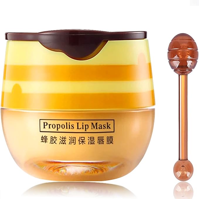 Lip Balm Honey Pot, Propolis Moisturizing Lip Mask Overnight, Hydrating Prevention Dry and Cracked Lip Scrubs Exfoliator Lip Sleeping Mask-Velvo Beauty