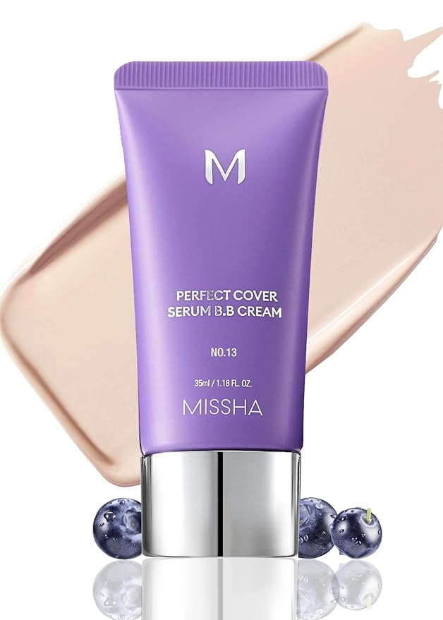 MISSHA M PERFECT COVER SERUM BB CREAM No.13 Light Fair- Fair with Cool Undertone, BB Cream by Cardi B Pick, Skin Tint, Tinted Moisturizer, Skin Care Foundation Makeup, Korean Makeup,1.18 Fl oz-Velvo Beauty