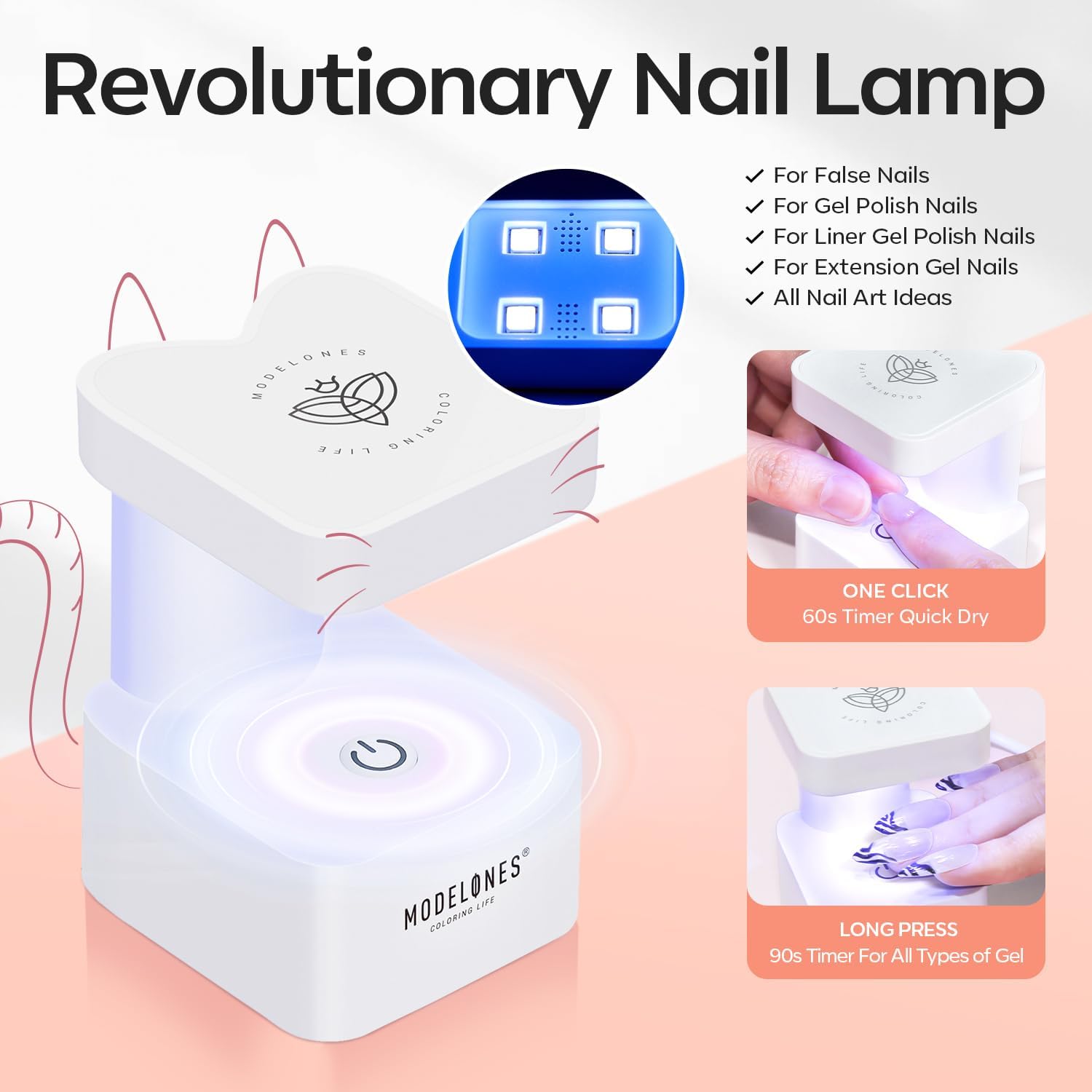 modelones Medium Square Gel Nail Tips Kit, 9-in-One Nail Glue with Portable U V Lamp 216Pcs 12Sizes Pre-Etched Press ons Fake Acrylic Extension Kit DIY Salon Gift for Women-Velvo Beauty