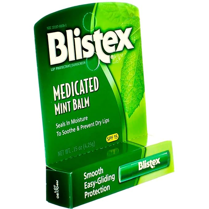 Blistex Medicated Mint Balm SPF 15 0.15 oz (Pack of 12)-Velvo Beauty