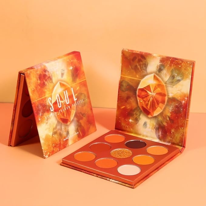 docolor Eyeshadow Palette 9Colors Orange Eyeshadow Gemstone Shadow Palettes Highly Pigmented Mattes Shimmers Smokey Glitter Cream Colorful Powder Blendable Long Lasting Waterproof Makeup Palette-Velvo Beauty