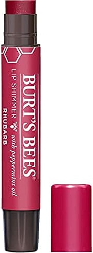 Burt's Bees Shimmer Lip Tint Set, Tinted Lip Balm Stick, Moisturizing for All Day Hydration with Natural Origin Glowy Pigmented Finish & Buildable Color, Rhubarb (4-Pack)-Velvo Beauty