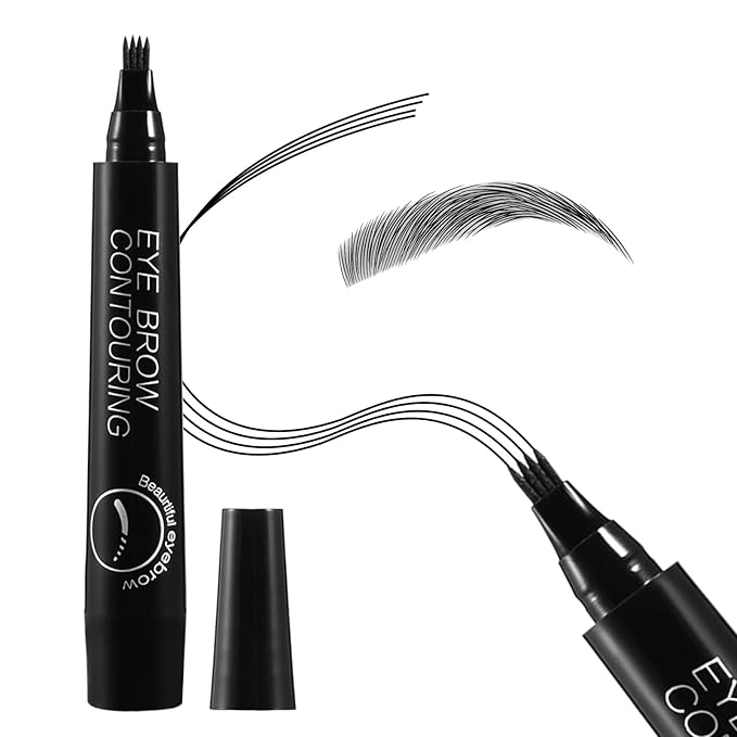 Eyebrow Pen Waterproof, Liquid Eyebrow Pencil with a Micro-Fork Tip Applicator Creates Natural Looking Brows Effortlessly, Black-Velvo Beauty