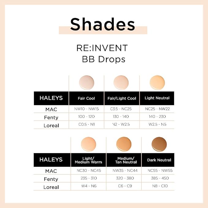 HALEYS RE-Invent BB Drops (Dark Neutral) Vegan, Cruelty-Free Tinted BB Moisturizer Foundation with Marula Face Oil - Hydrate Skin with Sheer Coverage for a Natural, Healthy-Looking Complexion-Velvo Beauty