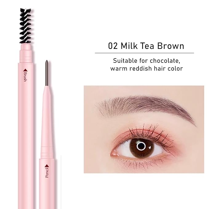 Eyebrow Pencils for Women,1Pack Micro Eyebrow Pencil Waterproof Smudgeproof,Ultra-Precise Tip Long-Lasting Brow Pencils for Natural Looking Eyebrows,Built-In Spoolie Brush,02 Milk Tea Brown.-Velvo Beauty