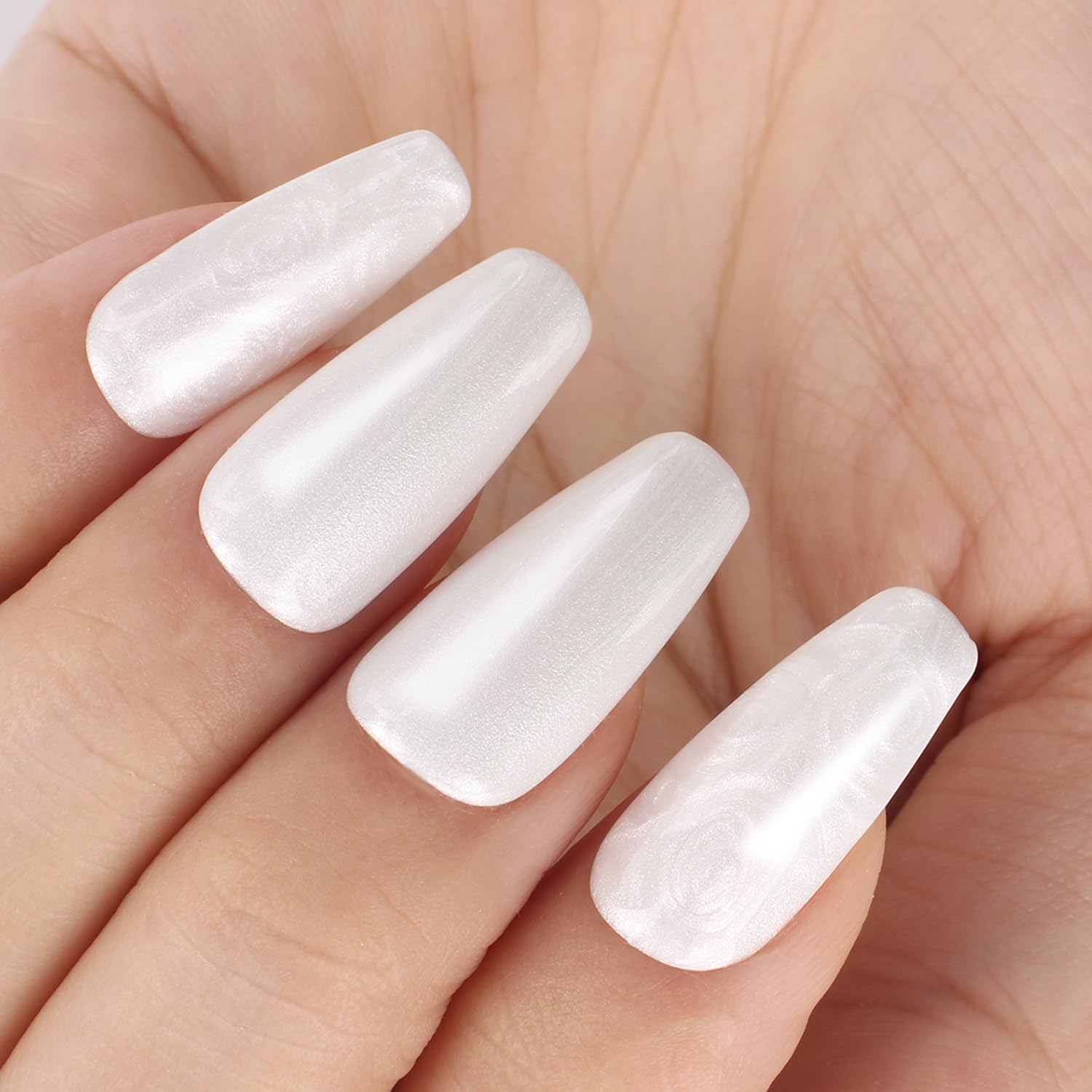 White Pearl Gel Nail Polish - 0.51 fl oz Pearl White Shimmer Gel Polish for Manicure Salon or DIY Nail Art At Home - GP0029-Velvo Beauty