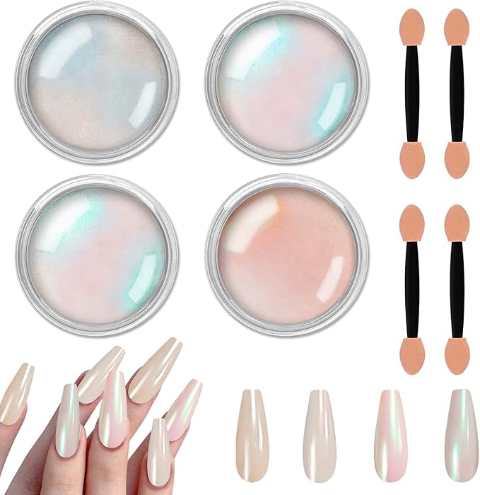 Allstarry Chrome Nail Powder Metallic Mirror Effect Pigment Iridescent Aurora, Mermaid Pearl Glitter Dust Kit for Gel Polish Nail Art Decoration, Resin Craft- Violet Green Emerald-Velvo Beauty