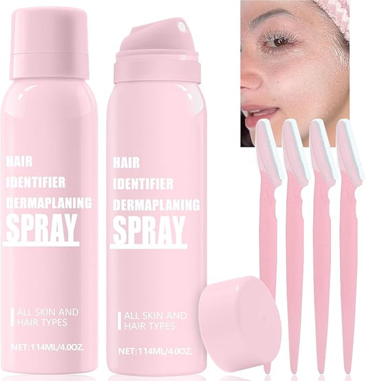 1PC Hair Identifier Spray for Face Shaving Dermaplaning Tool Skin Body for Women with 4 Face Razor for Skin Shaver Hair Removal Kit Suitable for all Skin Types-Velvo Beauty