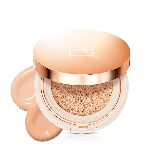 GIVERNY Milchak Cover Foundation Cushion with Refill #23 Medium Beige - Moist Finish for All Skin Types - Flawless Coverage Face Makeup - Lightweight Formula for Satin Glass Texture, 0.4oz x 2-Velvo Beauty