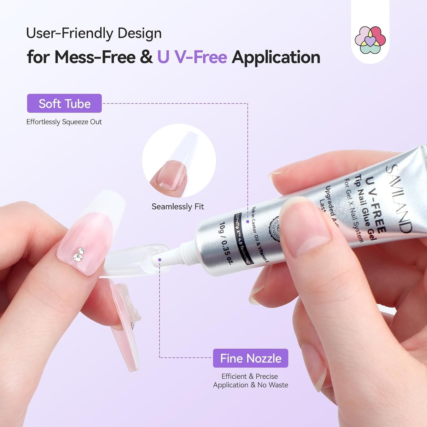 SAVILAND 2Pcs Semi Solid Nail Glue for Press On Nails: Super Strong 20g Gel Nail Glue for Press Ons Quick Drying 30-Day Long Lasting Nail Glue Gel Adhesive Rich in Castor Oil VE No U V Light Needed-Velvo Beauty