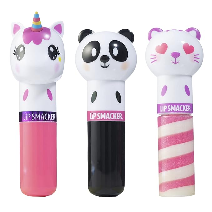 Lip Smacker Lippy Pals, Set of 3 Flavored Moisturizing & Smoothing Soft Shine Lip Balm, Hydrating & Protecting Fun Tasty Flavors ,Cruelty-Free & Vegan - Unicorn, Bunny, Llama-Velvo Beauty
