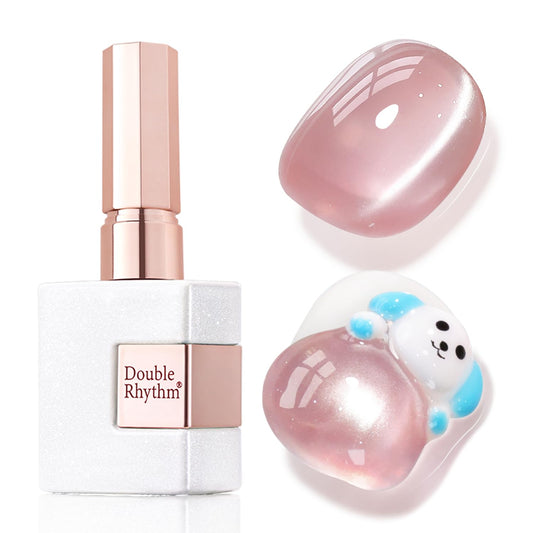 Double Rhythm Jelly Glass Cat Eye Gel Polish with Magnet 15ML Holographic Glitter Shimmer Translucent Sheer Color Magnetic Nail Polish Salon DIY at Home (Jelly Pale Purple-MC1100)-Velvo Beauty