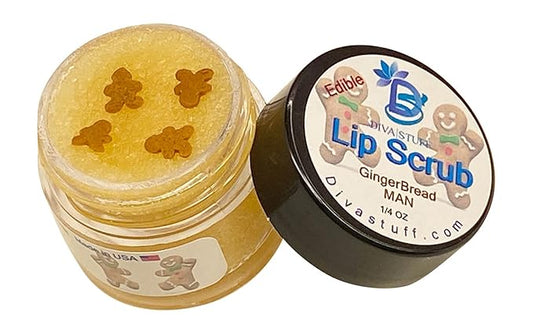 Diva Stuff Ultra Hydrating Lip Scrub for Soft Lips, Gentle Exfoliation, Moisturizer & Conditioner, ¼ oz - Made in the USA (Gingerbread Man)-Velvo Beauty