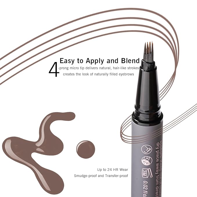 Eyebrow Pencil Medium Brown, Ultra fine Brown Eyebrow Pencil for Women, 4-Prong Fork Tip for Realistic, Natural Brows, Smudge-Proof Formula for 24h YES.EYE DO (Velvet Mocha-Medium Brown)-Velvo Beauty
