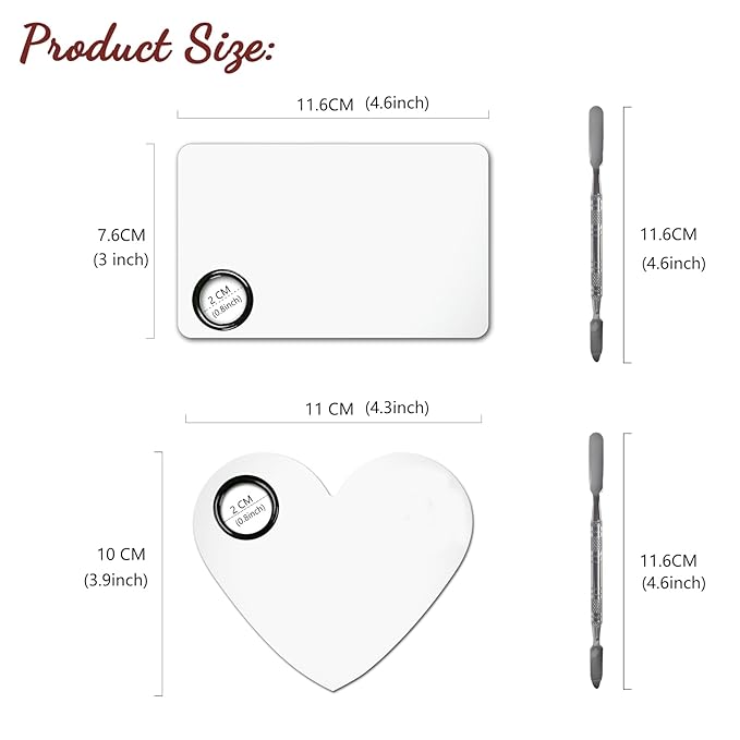 2Pcs Cosmetic Makeup Palette, Premium Stainless Steel Metal Makeup Mixing Palette with Spatula, Makeup Mixing Tray for Mixing Foundation/Eye Shadow/Mascara/Nail Polish/Pigment/Nail Art-Velvo Beauty