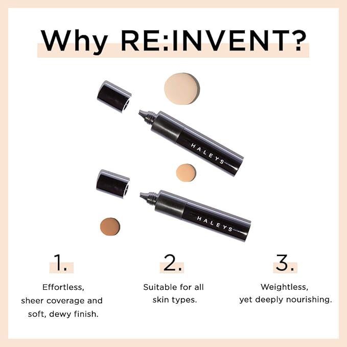 HALEYS RE-Invent BB Drops (Dark Neutral) Vegan, Cruelty-Free Tinted BB Moisturizer Foundation with Marula Face Oil - Hydrate Skin with Sheer Coverage for a Natural, Healthy-Looking Complexion-Velvo Beauty