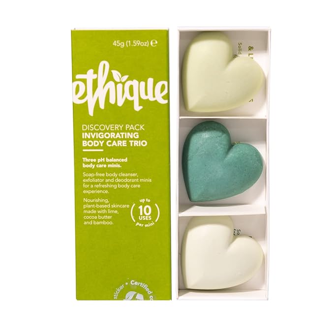 Ethique Body Care Gift Set - Cleanser, Polish & Deodorant, Gifts for women - Plastic-Free, Vegan, Cruelty-Free, Eco-Friendly, 3 Travel Bars 1.59 oz (Pack of 1)-Velvo Beauty