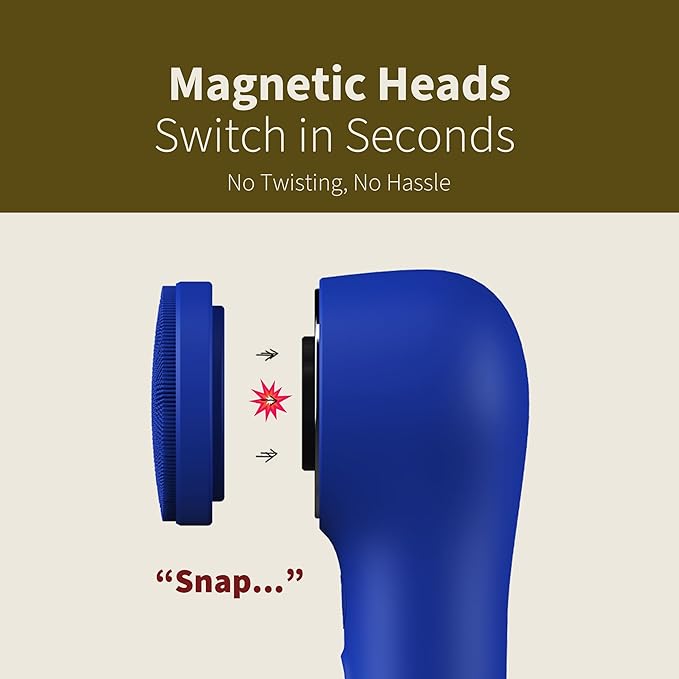 Premium Facial Cleansing Brush,Waterproof Face Scrubber,Spin & Sonic Modes with 3 Intensities,Magnetic 3-Head System for Deep Pore Cleaning, Gentle Exfoliation & Sensitive Skin Care - for Women & Men-Velvo Beauty