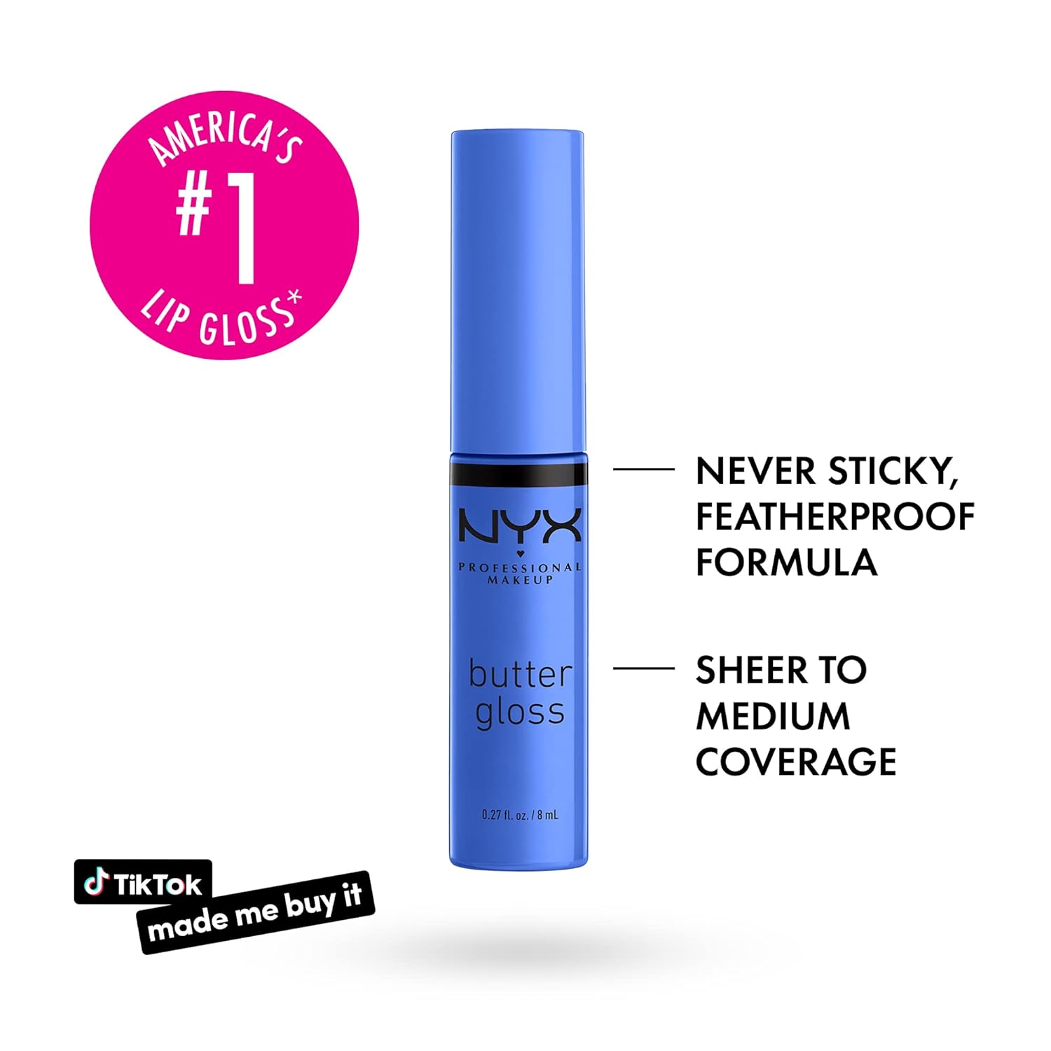 NYX PROFESSIONAL MAKEUP Butter Gloss, Non-Sticky Lip Gloss - Blueberry Tart (Periwinkle Blue) (Pack of 2)-Velvo Beauty