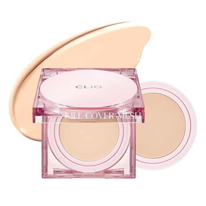 CLIO Kill Cover Mesh Glow Cushion Foundation ([Refill Included] 15g*2, 23N GINGER), Glass Skin, Long-Lasting, Lightweight, Buildable Coverage, Glowy Skin Makeup-Velvo Beauty