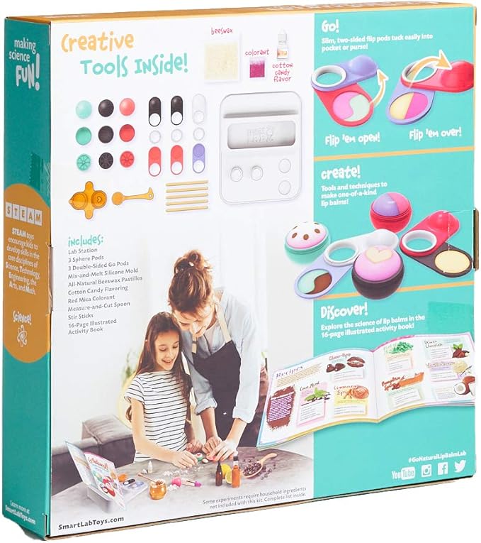 SmartLab Toys Go Natural Deluxe Lip Balm Lab with 20 Recipes, Tips and Techniques. STEM Science Lab-Velvo Beauty