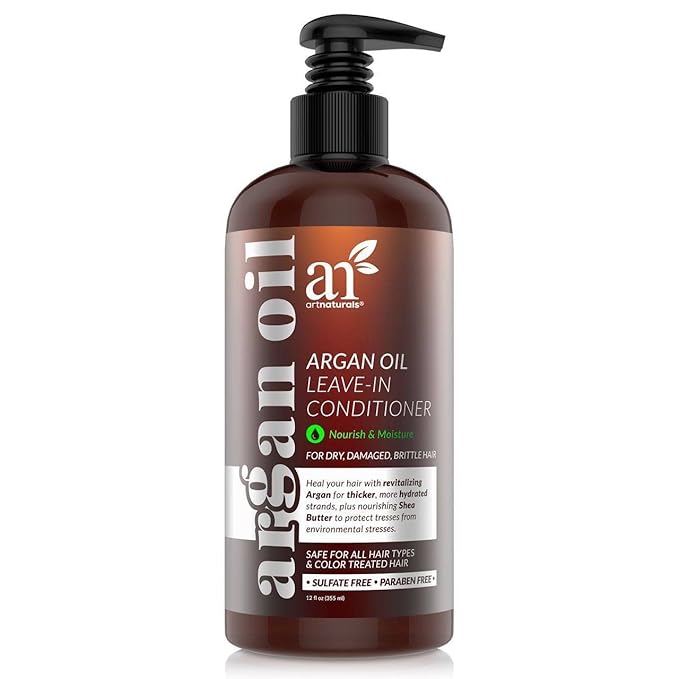 Artnaturals Argan Oil Leave-In Conditioner - (12 Fl Oz / 355ml) - Made with Organic and Natural Ingredients - for All Hair Types – Treatment for Damaged, Dry, Color Treated and Hair Loss (ANHA-0802)-Velvo Beauty