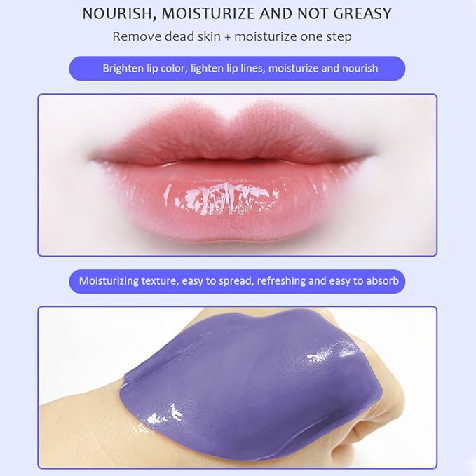 20Pcs Moisturizing Lip Mask, Lip Sleep Mask Reduces Lip Lines and Restores Moisture, Lip Mask Effectively Nourishes the Lip Skin, Gel Treatment Lip Masks Plumping Lips Mask Lip Care Products (Purple)-Velvo Beauty