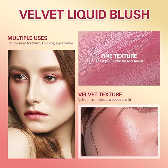 Liquid Blush Stick For Cheeks, Soft Velvet Cream Face Cheek Tint, Natural Matte Pink Red Blush Skin Tint, Waterproof Long Lasting Dewy Makeup, Moisturizing Lightweight Blendable (2#)-Velvo Beauty