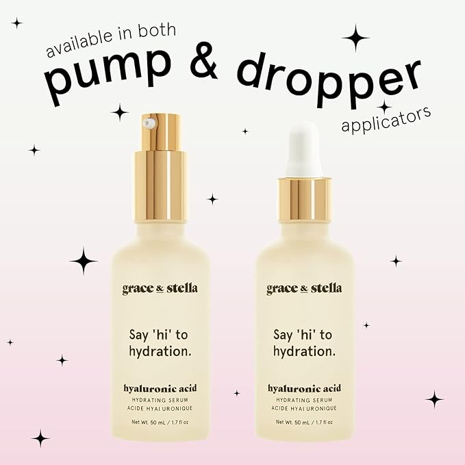 grace & stella Award Winning Hyaluronic Acid Serum (50ml/1.7 fl oz) Hydrating Hyaluronic Acid Serum for Face - Acido Hialuronico for Women - Remove Fine Lines, Wrinkles, Anti Aging - Vegan Skincare-Velvo Beauty