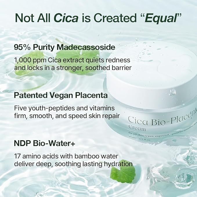 NDP Cica Cream - Gel Face Moisturizer for Sunburn Relief, lightweight Korean Moisturizer for Sensitive Skin, Centella Asiatica, Hydrating, Calming, Soothing (1.7 Fl oz / 50ml)-Velvo Beauty